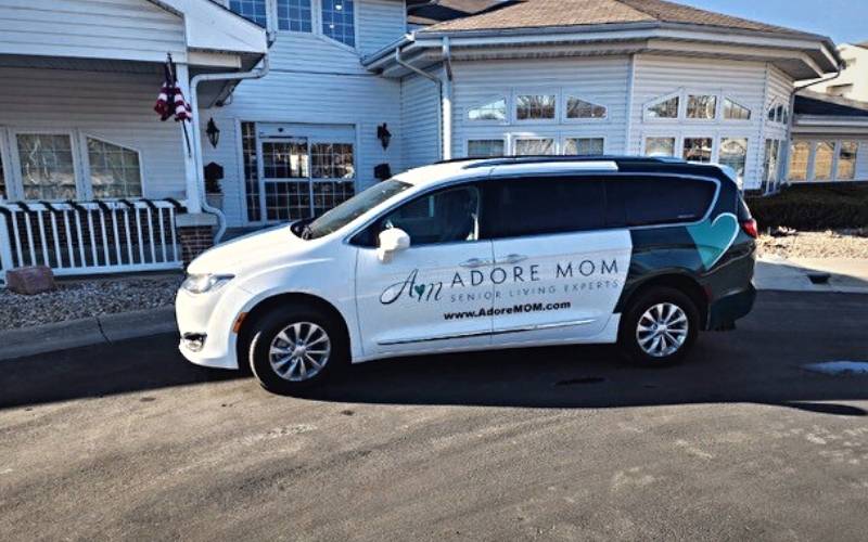 the adore mom wheelchair accessible van at a senior community for placement